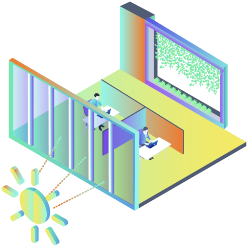 Open ceiling with energy-efficient Intelligent Fan Coil Units (IFCUs) for the air conditioning system are adopted saving more than 67% of energy.