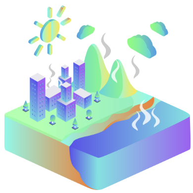 Mitigating heat island effect 
or elevated temperature